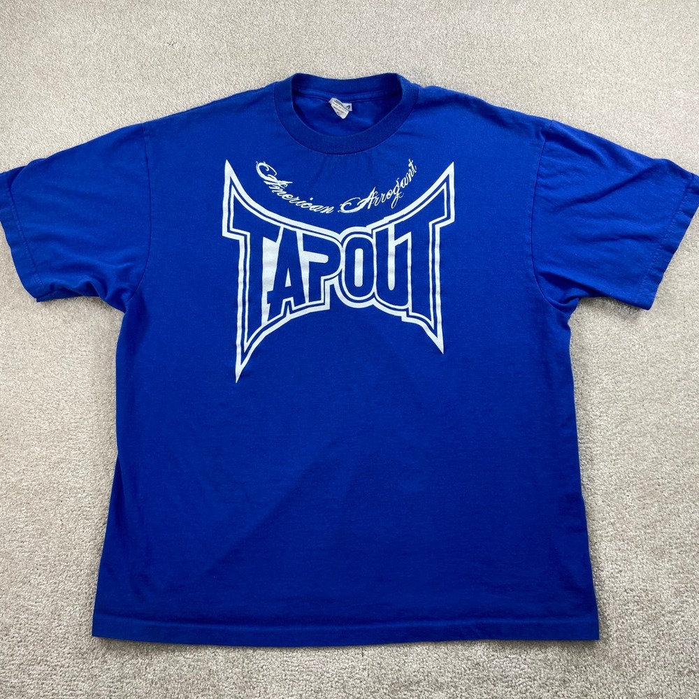 Vintage Y2K‎ Tapout T Shirt Mens XL Blue Graphic Short Sleeve MMA USA Made
